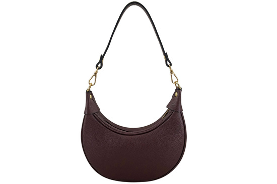 Subtelna mini torebka z miękkim zamszem i złotymi detalami - Bordowa 