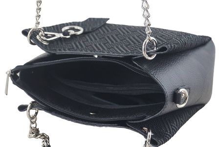 Torebka skórzana ze wzorem geometrycznym - Czarna