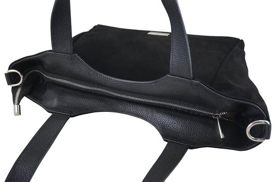 Torebka damska zamszowa typu worek - Czarna  