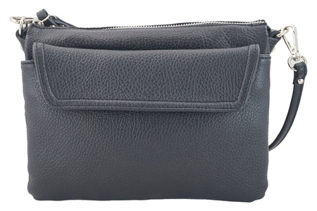 Torebka listonoszka skórzana - trzykomorowa - Szara ciemna