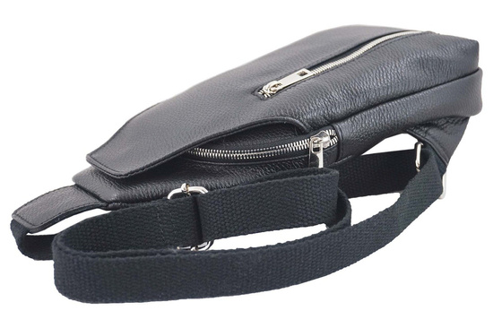 Skórzana saszetka / nerka męska - Czarna 