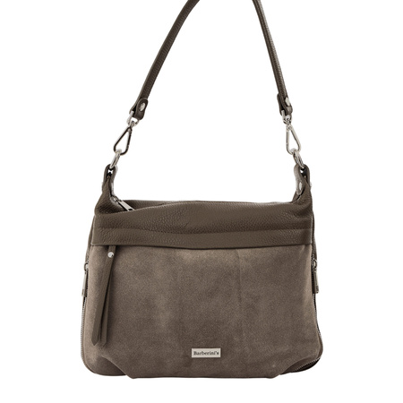 Skórzana torebka z zamszowym akcentem - Beżowa ciemna 