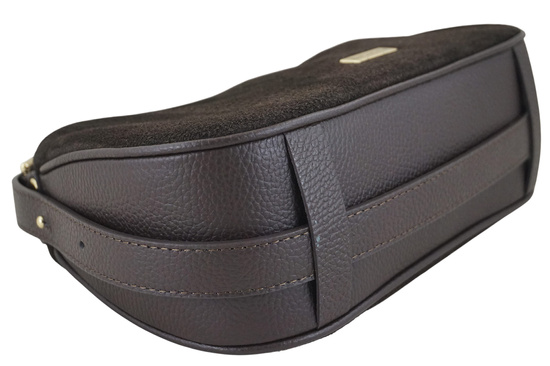 Elegancka torebka zamszowa na ramię - Brązowa ciemna 