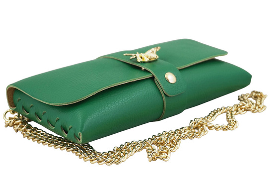 Torebka kopertówka na łańcuszku - Zielona jasna 