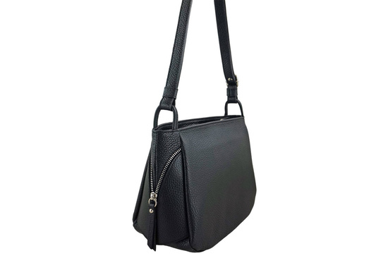 Klasyczna listonoszka skórzana - Czarna 