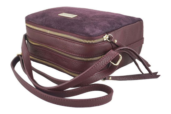 Damska skórzana listonoszka włoska - Brązowa 