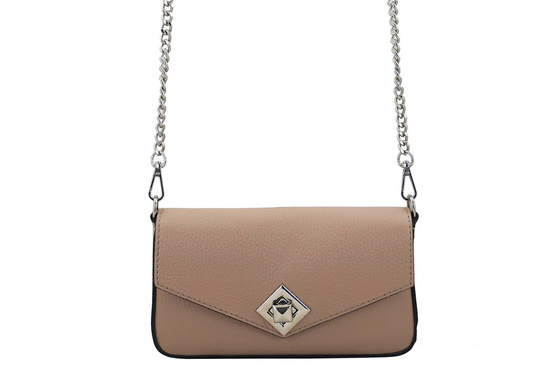 Modna torebka skórzana włoska - Różowe pudrowe 