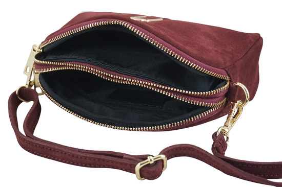 Mała torebka zamszowa wieczorowa - Bordowa