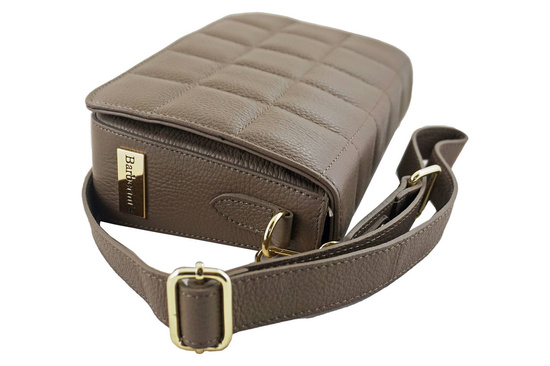 Modna torebka pikowana skórzana - Beżowa ciemna 