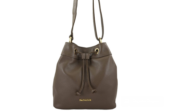 Torebka skórzana / mini worek - Beżowa ciemna 