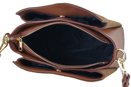 Torebka miejska z naturalnego zamszu i skóry - Brązowa 