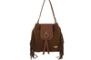 Skórzana torebka boho z frędzlami - Brązowa 