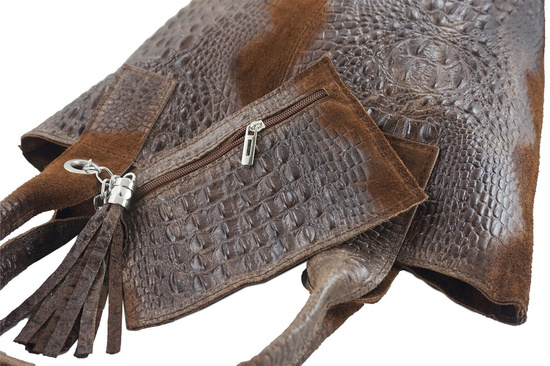 Modny worek skórzany CROCO Barberinis - Brązowy 