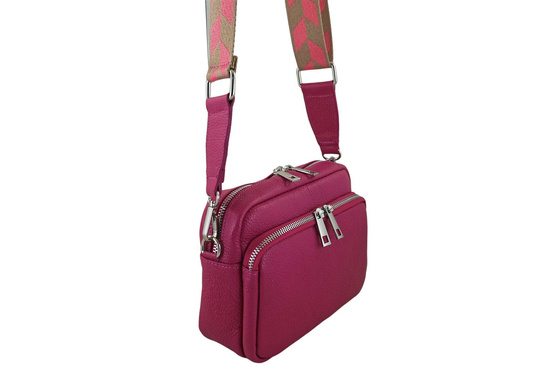 Torebka damska z ozdobnym paskiem - Fuksja 