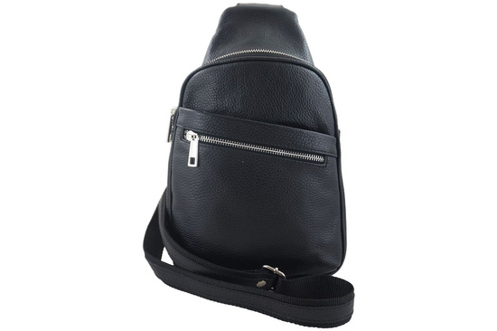 Skórzana saszetka / nerka męska - Czarna 