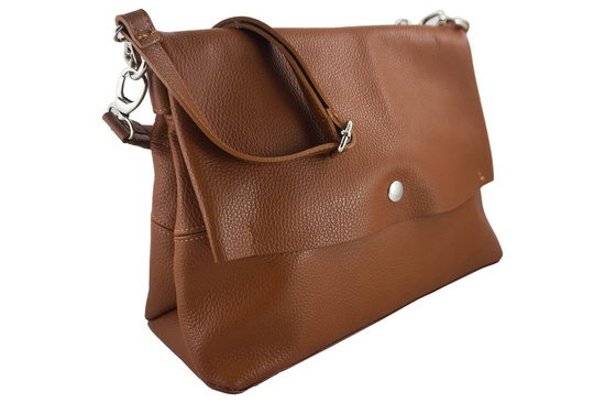 Duża torebka klasyczna ze skóry naturalnej miękkiej - Brązowa jasna 