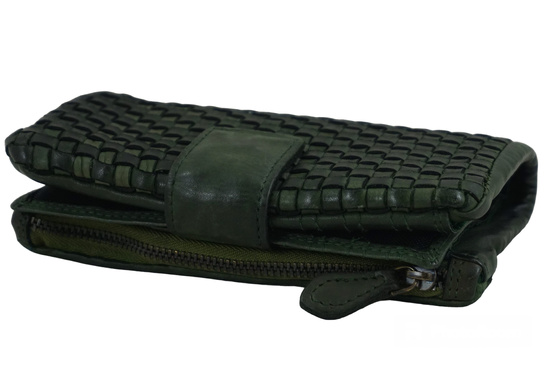 Ekskluzywny portfel z miękkiej skóry - Zielony ciemny