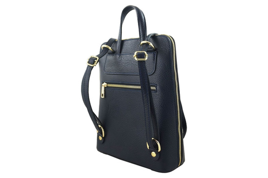 Plecak skórzany / listonoszka - Casual 2w1 - Granatowy 