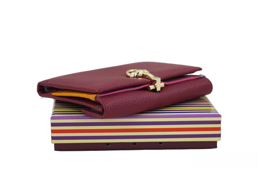 Elegancki portfel ze złotym zapięciem - Fuksja 