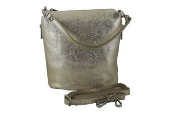 Listonoszka metalizowana na ramię skórzana - Złota