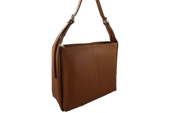 Klasyczna torebka skórzana na ramię - Brązowa jasna 