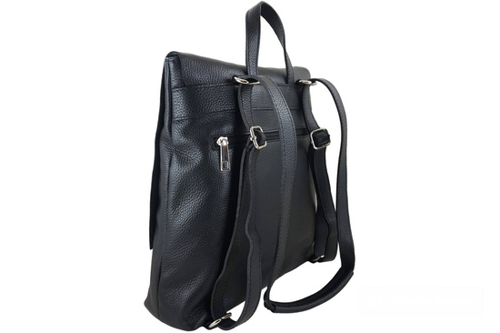 Stylowy plecak damski skórzany - Czarny 