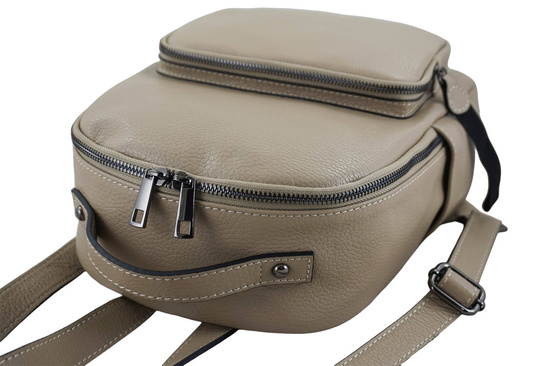 Elegancki plecak skórzany - Beżowy