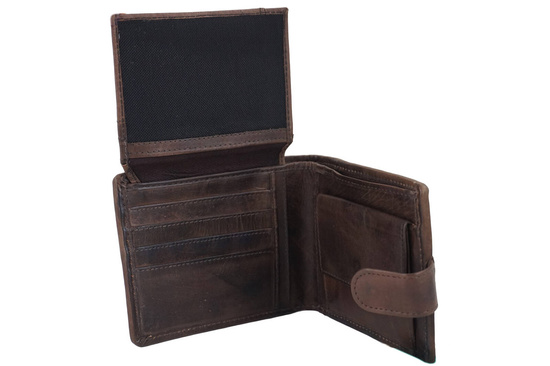 Ekskluzywny portfel męski z zapięciem - Brązowy ciemny 