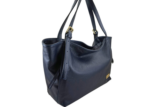 Modna shopperka damska na ramię - Granatowa 