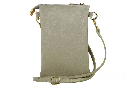 Torebka skórzana / etui na telefon - Beżowe jasne 