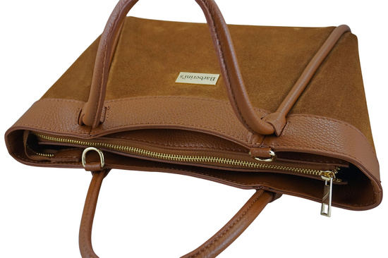 Elegancka torebka ze skóry zamszowej - Brązowa jasna 