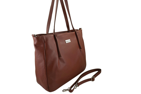Shopperka damska skórzana Barberinis - Brązowa 