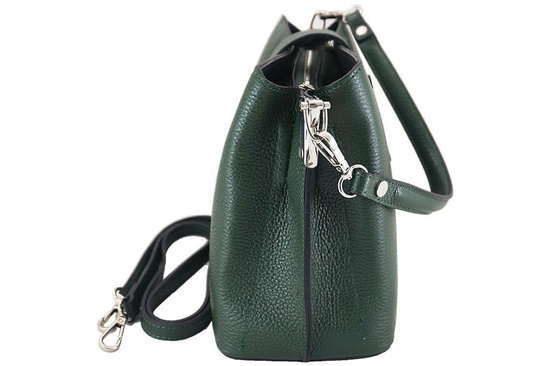 Modny kuferek skórzany damski włoski - Zielony ciemny