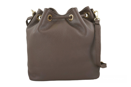 Torebka damska - worek z frędzlami - Beżowa ciemna 