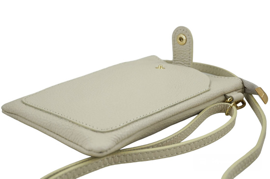 Torebka skórzana / etui na telefon - Beżowe jasne 