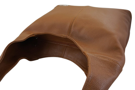 Modna torebka worek na szerokim uchwycie - Brązowa jasna