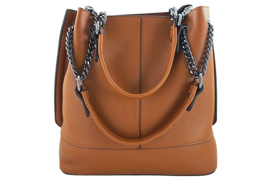 Modna torebka skórzana damska - Brązowa jasna 