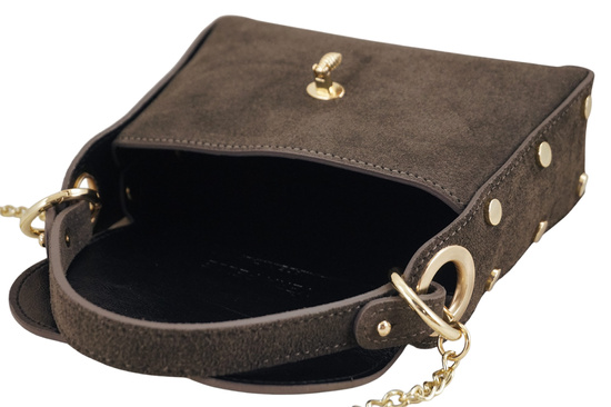 Zamszowa torebka wizytowa -  Brązowa ciemna 