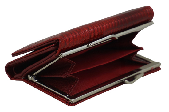 Czerwony lakierowany portfel skórzany damski
