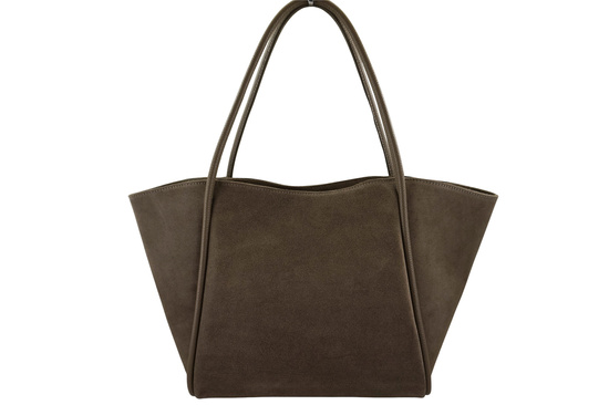 Barberinis - torebka duża zamszowa na ramię - Beżowa ciemna 