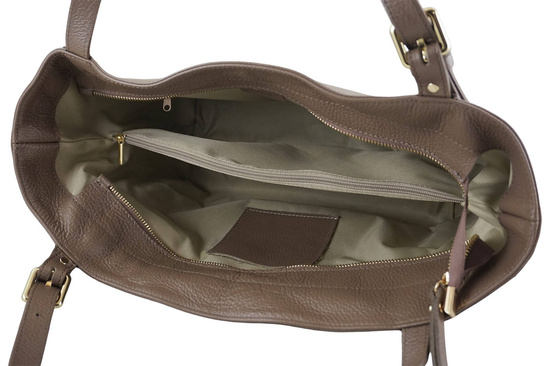 Modna shopperka damska na ramię - Beżowa ciemna 