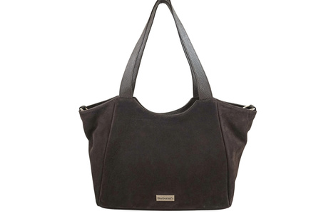 Torebka damska zamszowa typu worek - Brązowa ciemna 