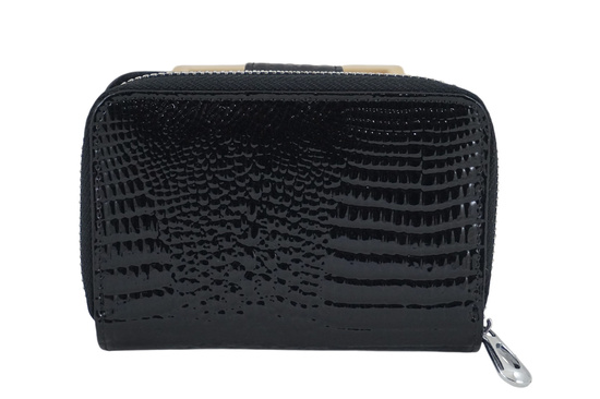 Ekskluzywny portfel damski lakierowany - Czarny