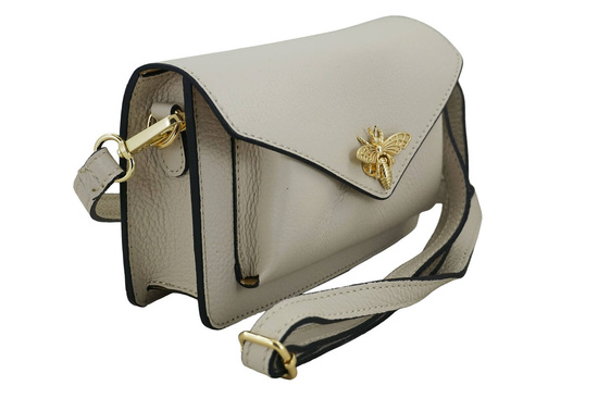 Torebka damska wizytowa skórzana - Beżowa jasna