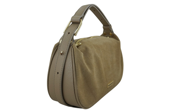 Elegancka torebka zamszowa na ramię - Beżowa 