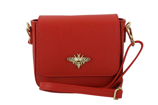 Modna torebka skórzana ze złotym łańcuszkiem - Czerwona jasna 