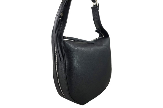 Modna skórzana torebka na ramię - Czarna 