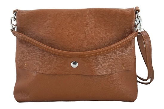 Duża torebka klasyczna ze skóry naturalnej miękkiej - Brązowa jasna 