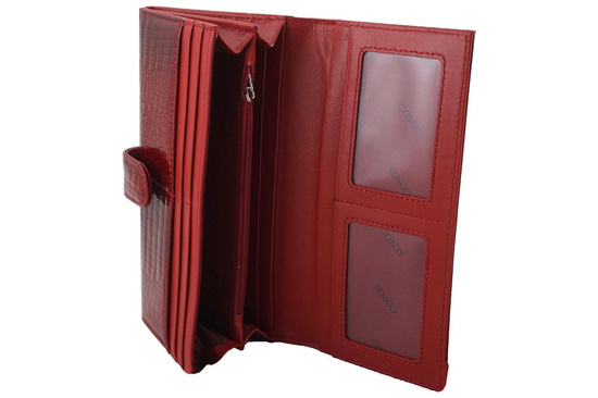 Skórzany portfel damski lakierowany - Czarny