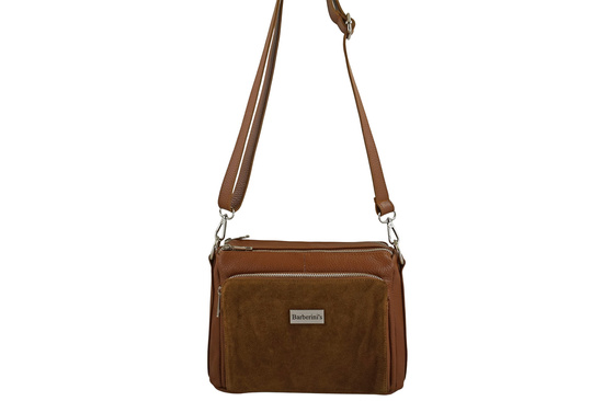 Codzienna torebka ze skóry naturalnej z zamszem - Brązowa jasna 